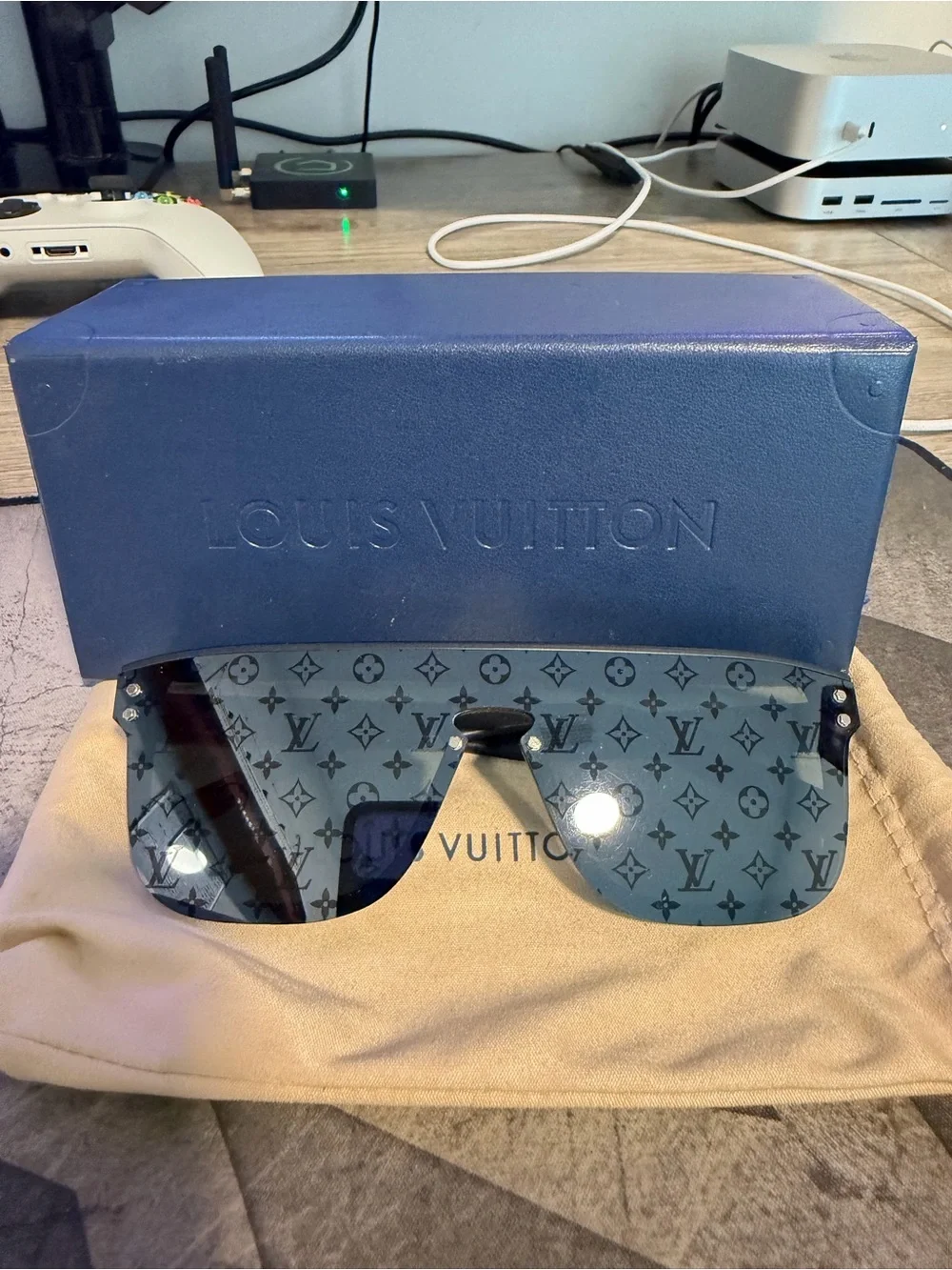 Louis Vuitton Black Monogram Shield Sunglasses - Rimless LV Motif